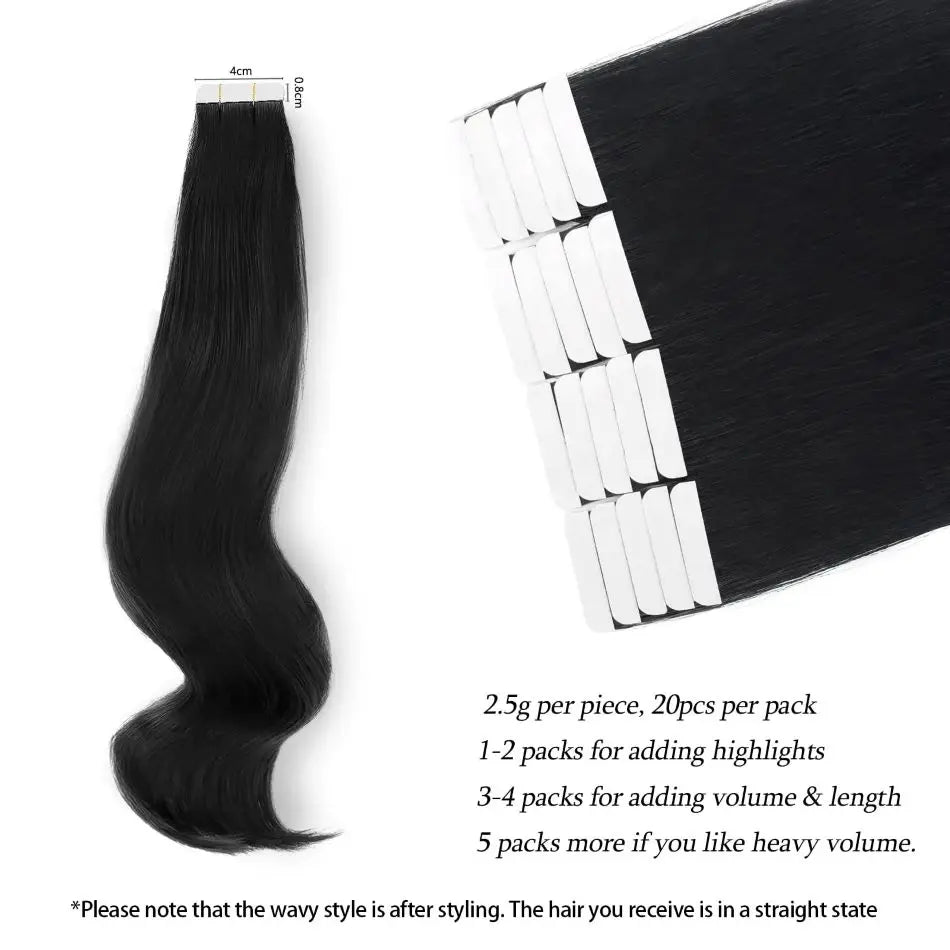 Tape in Hair Extensions Natural Human Hair Brazilian Origina Hair 100% Real Human Hair Extensions 20 Pcs Straight for Women