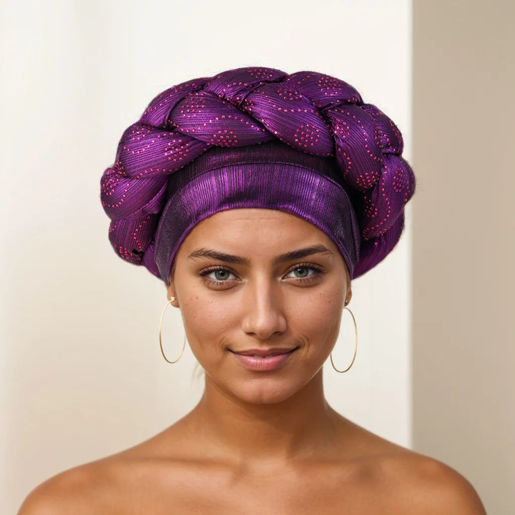 Women for african dresses Party Headwear Accessories Bronzing Fabric lady Headbands Elastic Braids Fashion Bandage Bandana