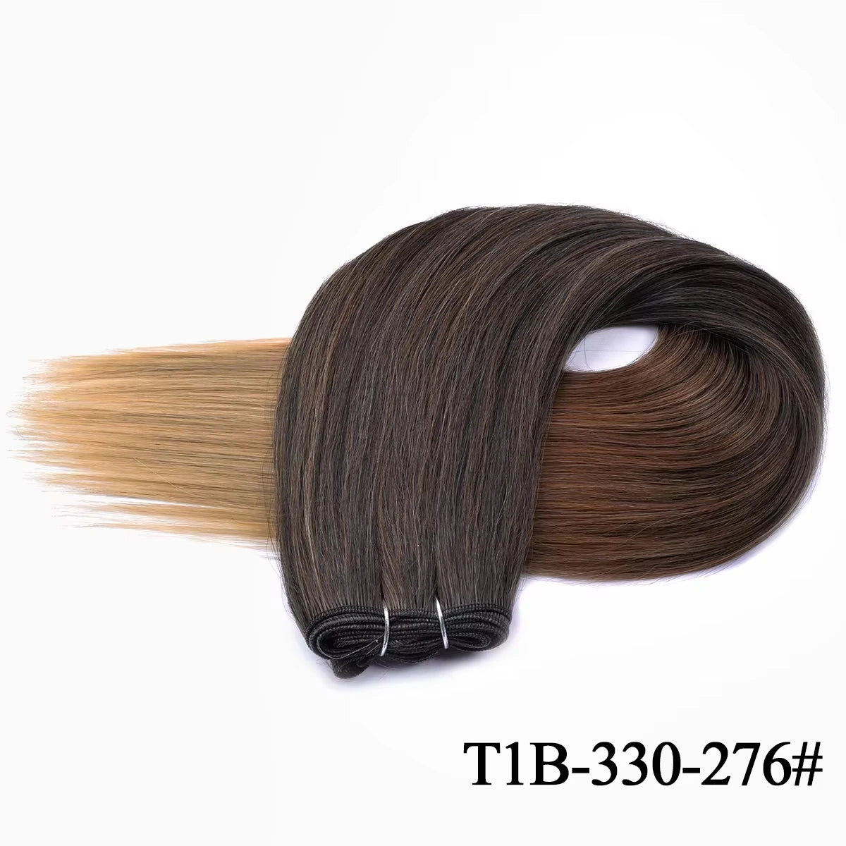 Straight Hair Extensions Synthetic Smooth Ombre Hair Weaving 26 inches brown Synthetic Straight Hair Bundles Full To End