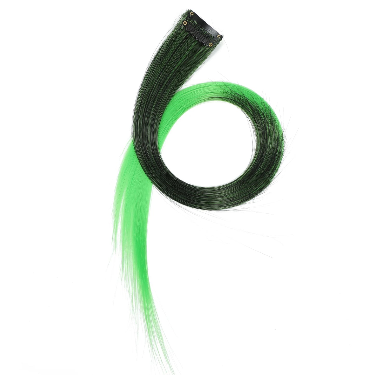 Colored Clip in Hair Extensions 22 Inch Straight Syntactic Pink Color Hairpiece Rainbow Party Highlights for Women Girls Kids