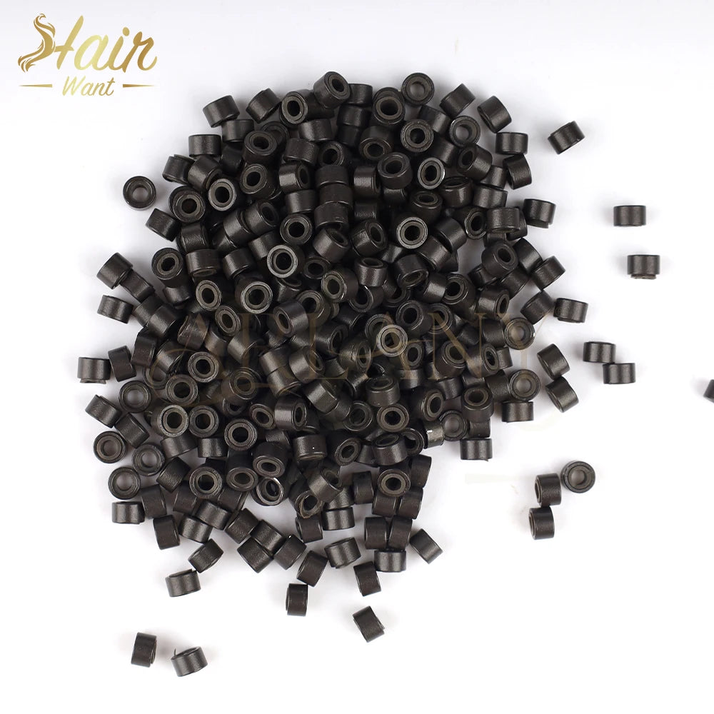 Hair Want 1000Pcs Micro Beads Hair Extension Tool  Silicone Beads Microlink for Feather Extension I tip Human Hair Extensions