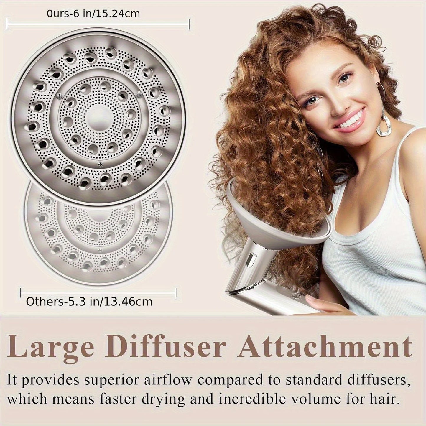 Upgraded Bigger Diffuser Attachment for FlexStyle Hair Dryer, Faster Drying Enhances Natural Curls, Styling Tool for Wavy Curly