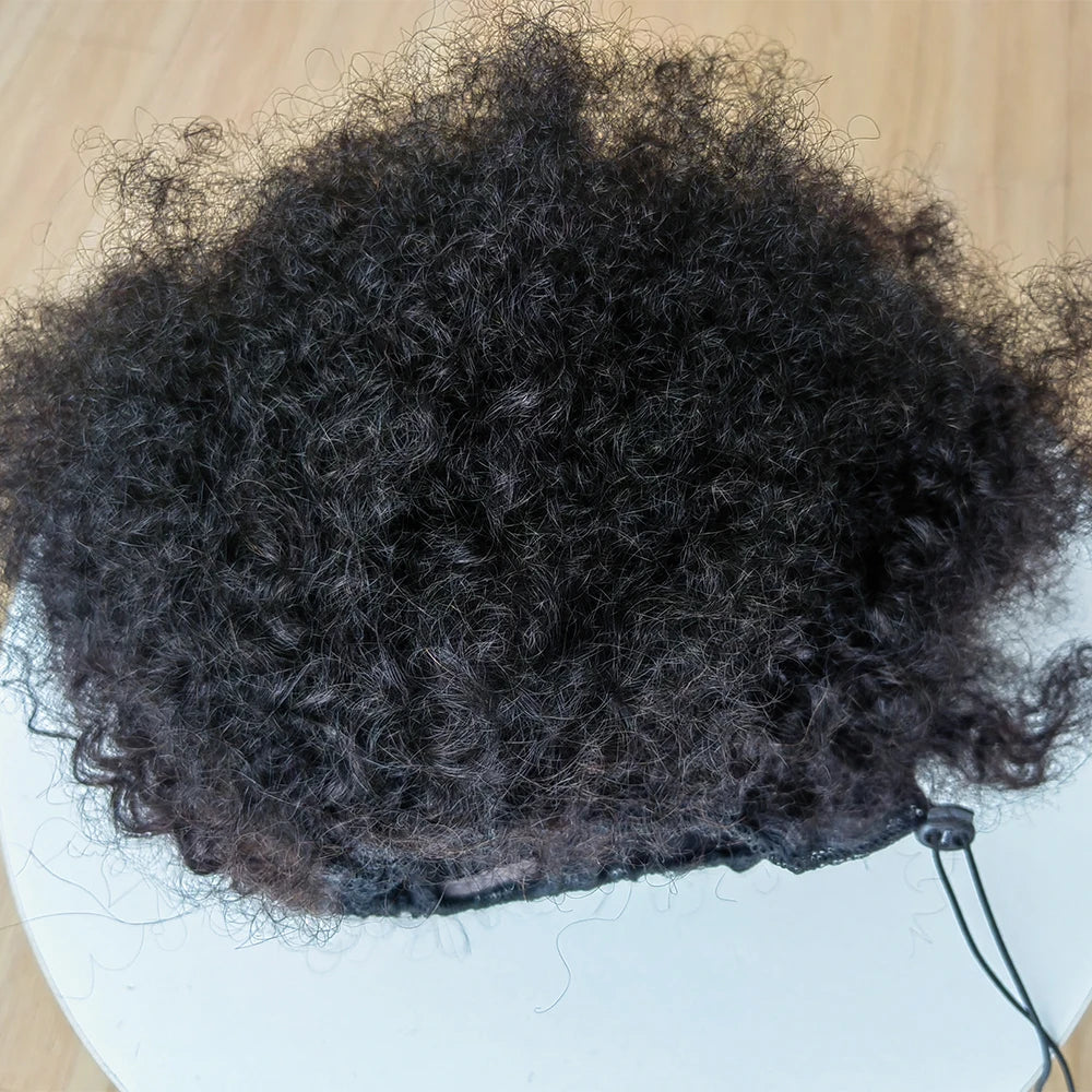 Afro Hair Bun 12inches Real Human Hair Afro Kinky Curly Drawstring Ponytail Natural Color Chignon Hair Pieces