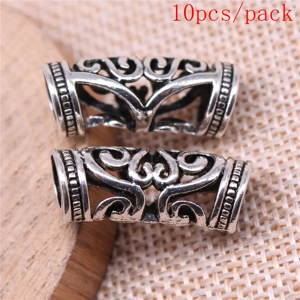 African Hair Braid Tube Metal Hollow Hair Dread Bead Dreadlock Cuffs Charms For Jewelry Making DIY Pendants For Gift Bulk