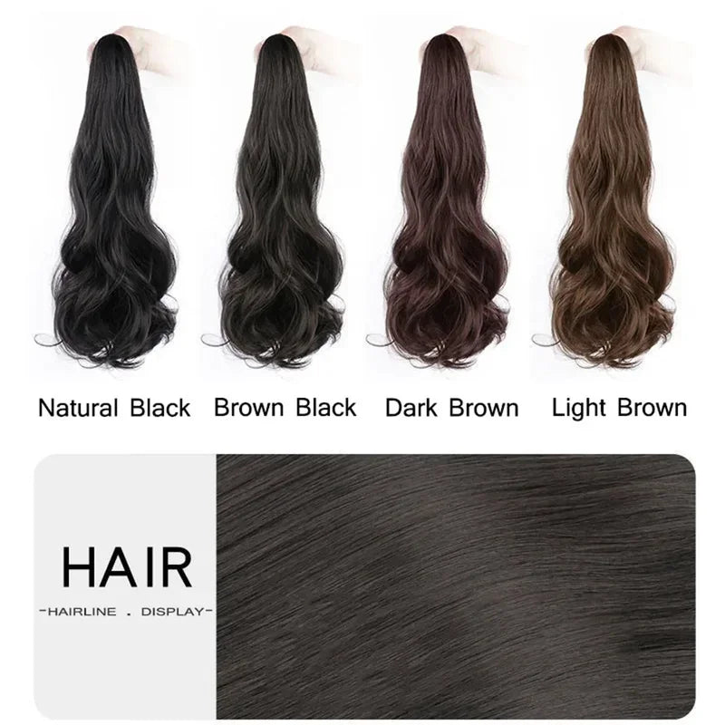 Synthetic Long Straight Claw Clip On Ponytail Hair Extensions 50cm Heat Resistant Pony Tail Hair piece For Women Daily Party