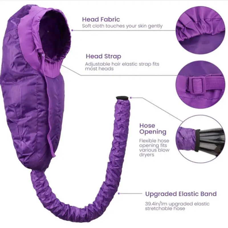 Hair Dryer Bonnet Hooded Hair Styling Blow Dryer Bonnet Dryer Hat Attachment For Long Hair Curly Hair Braids And High-Volume