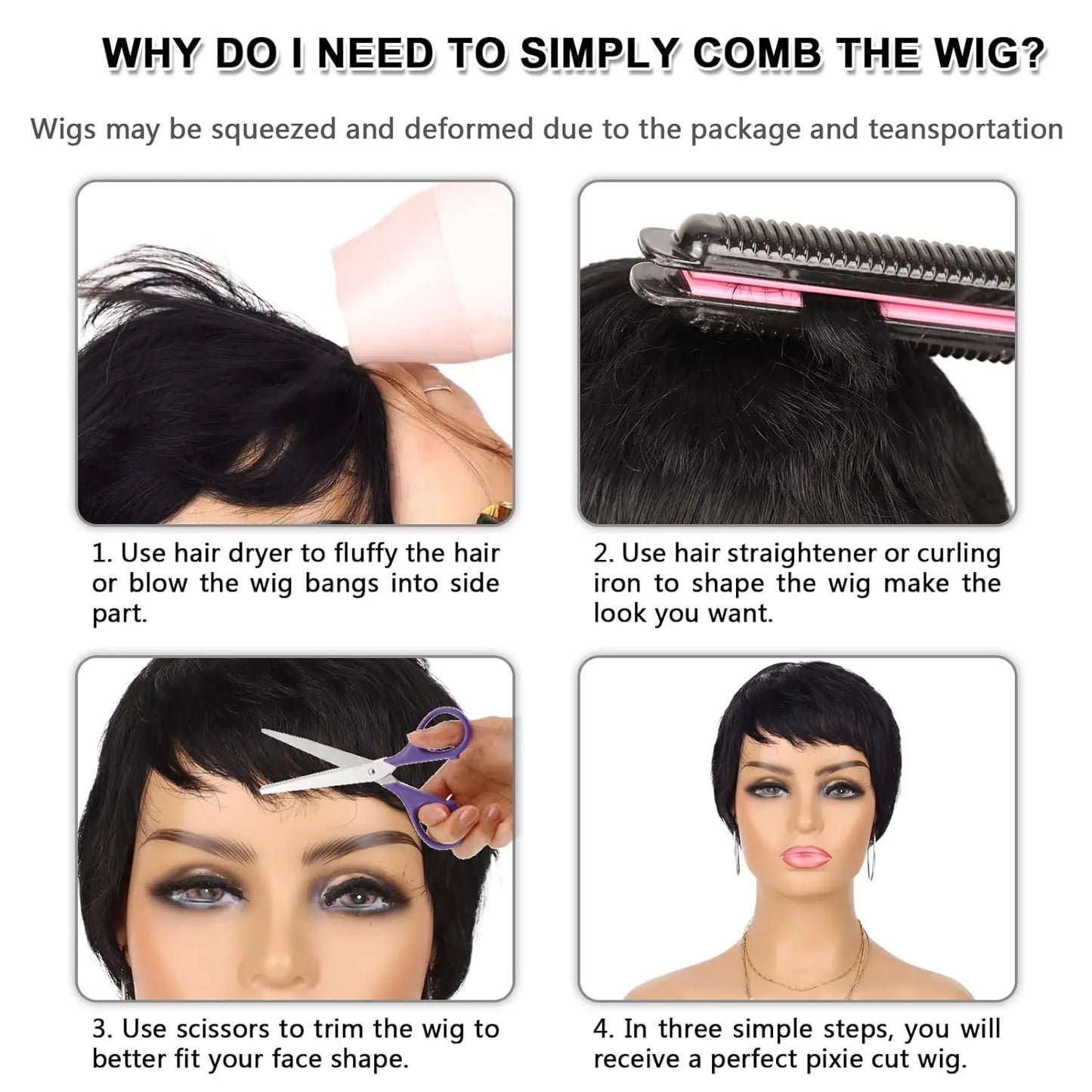 Pixie Cut Human Hair Wig for Black Women Short Layered Pixie Cut Wigs Machine Made Wig Brazilian Virgin Wigs for Women Girls