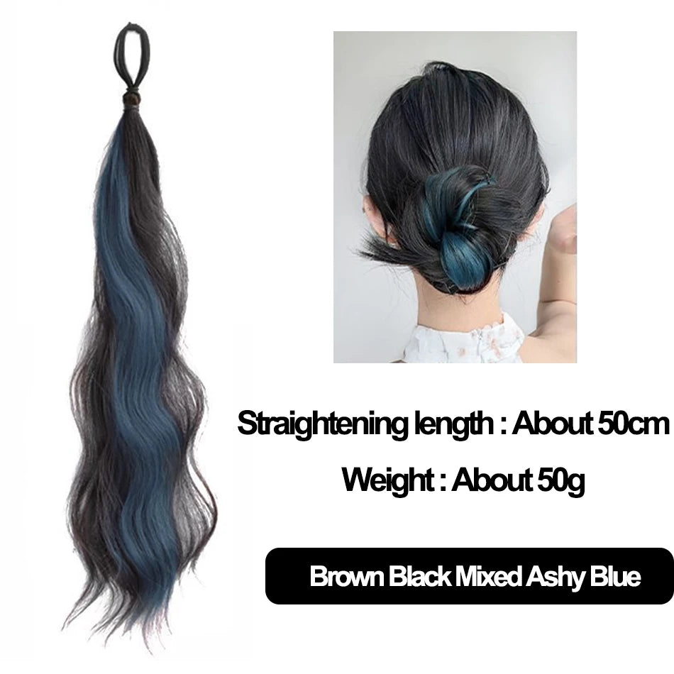 50cm Synthetic Self-Winding Ball Head Wig Hair Bundle Female Hightlight DIY Bun Hair Bundle To Increase Hair Volume Bud Hair Bun