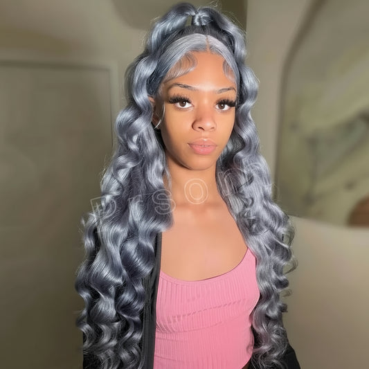 Wear Go Glueless Wig Grey 13x6 HD Transparent Lace Frontal Loose Wave Wigs For Women 613 Colored 13x4 Lace Front Human Hair Wigs