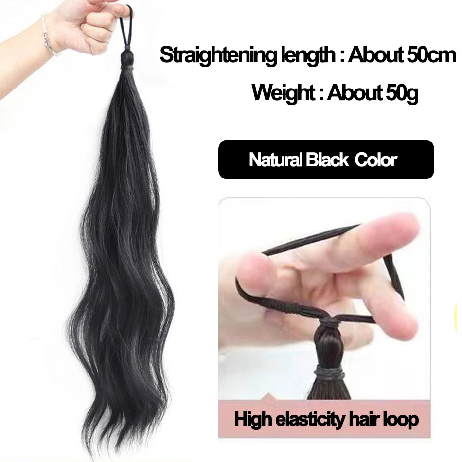 50cm Synthetic Self-Winding Ball Head Wig Hair Bundle Female Hightlight DIY Bun Hair Bundle To Increase Hair Volume Bud Hair Bun