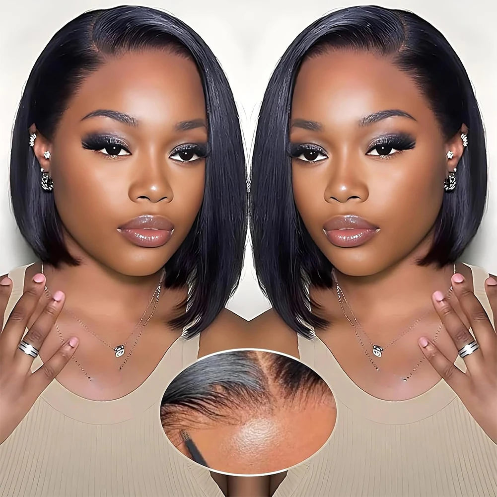 Glueless Wig Human Hair Ready To Wear Short Bob Wigs For Women Transparent 13X4 Lace Human Wig Human Hair Wig Bob Wig