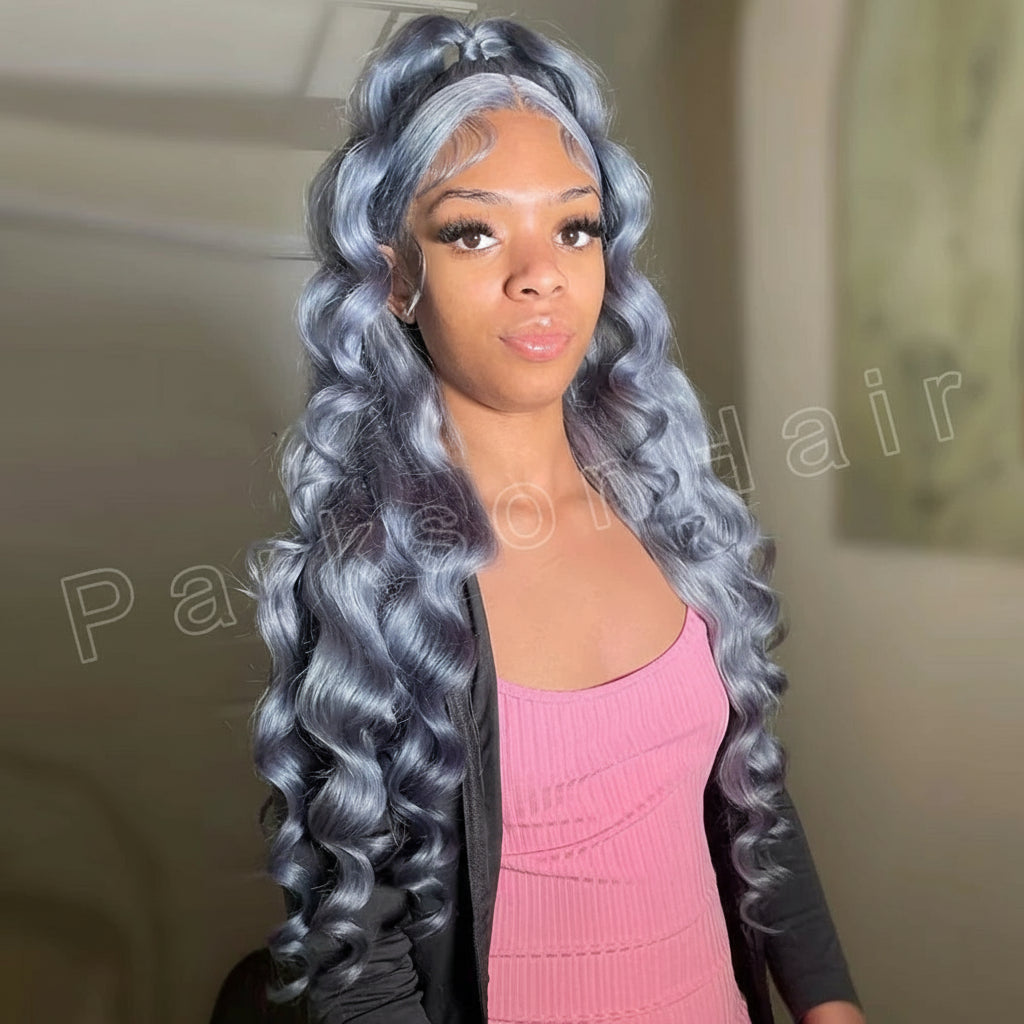 Wear Go Glueless Wig Grey 13x6 HD Transparent Lace Frontal Loose Wave Wigs For Women 613 Colored 13x4 Lace Front Human Hair Wigs