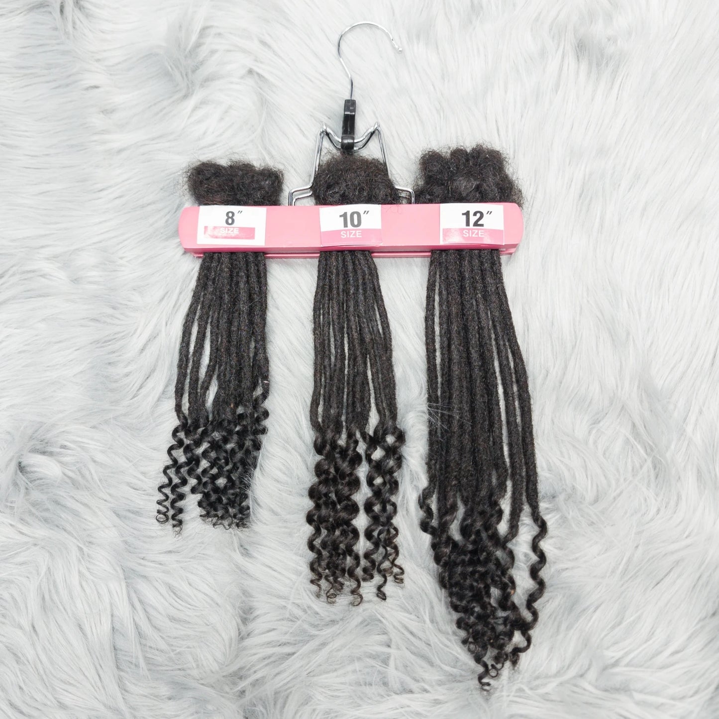 Natural Human Hair Dreadlock Extensions with Curly Ends 8-12 Inch Handmade Curled Tail Locks Extension for Women Men 10 Strands