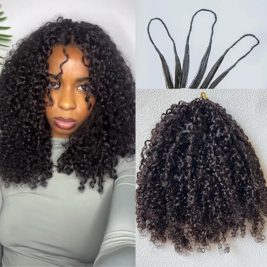 Afro Kinky Curly Human Hair Crochet Braids Extensions Real Mongolian Remy Human Hair Feather Bundles For Braiding 3C 4A Curly