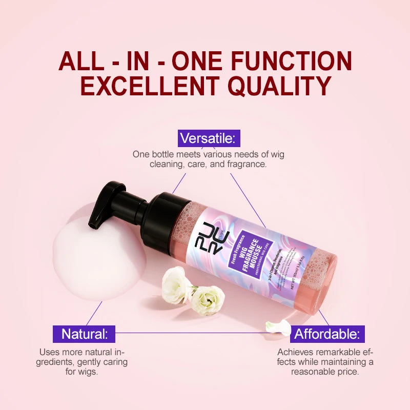 PURC Wig Fragrance Mousse Smoothing Shiny Hair Serum Oil Control Deep Cleansing Professional Wig Hair Care Products 155ml