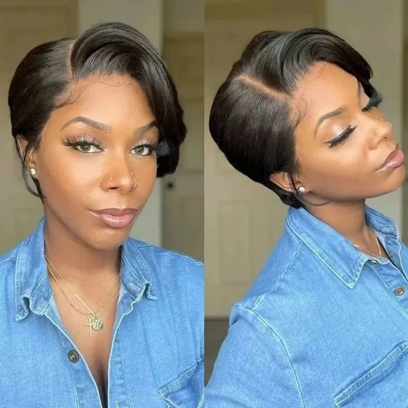 Pixie Cut Wig Human Hair Short Bob Lace Wigs Straight Human Hair Lace Front Wigs Natural Fashion 13x4x1 T lace Wigs for Women