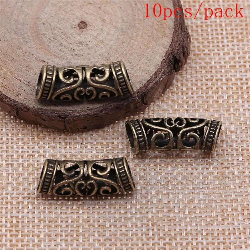 African Hair Braid Tube Metal Hollow Hair Dread Bead Dreadlock Cuffs Charms For Jewelry Making DIY Pendants For Gift Bulk