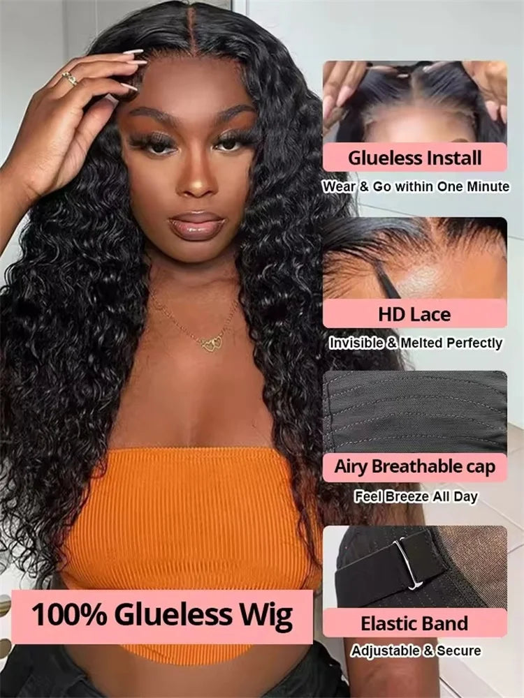 300% Density 13x6 360 Full Loose Deep Wave Hd Lace Frontal Wig 40 46Inch Curly Human Hair Lace Front Wigs Brazilian For Women