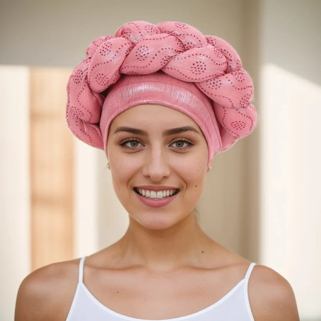 Women for african dresses Party Headwear Accessories Bronzing Fabric lady Headbands Elastic Braids Fashion Bandage Bandana