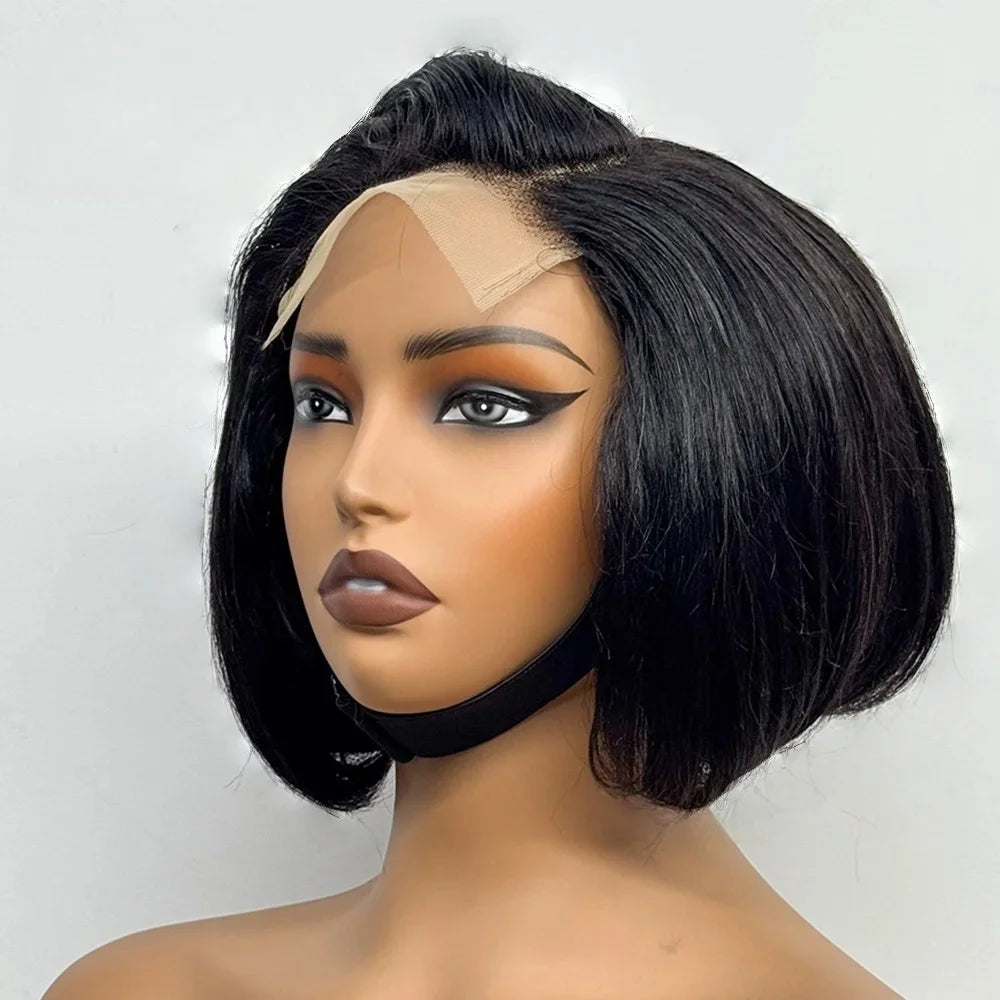 Super Double Drawn Ombre Burgundy Straight Bob Wig Human Hair 5x5 Closure Lace Frontal Bob Wigs Bob wig 300% Density