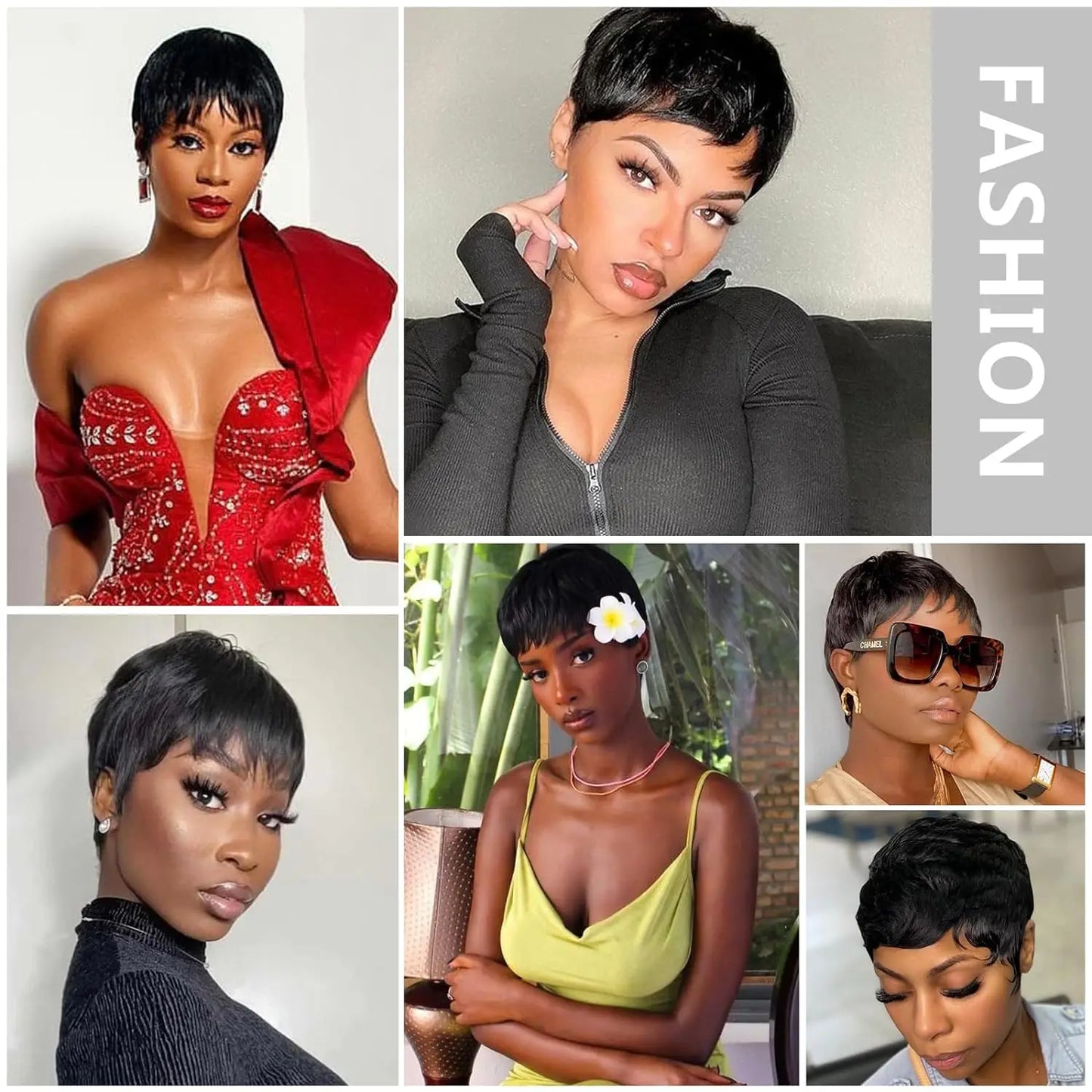 Pixie Cut Human Hair Wig for Black Women Short Layered Pixie Cut Wigs Machine Made Wig Brazilian Virgin Wigs for Women Girls