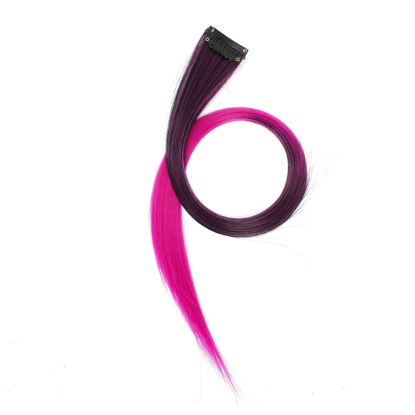 Colored Clip in Hair Extensions 22 Inch Straight Syntactic Pink Color Hairpiece Rainbow Party Highlights for Women Girls Kids