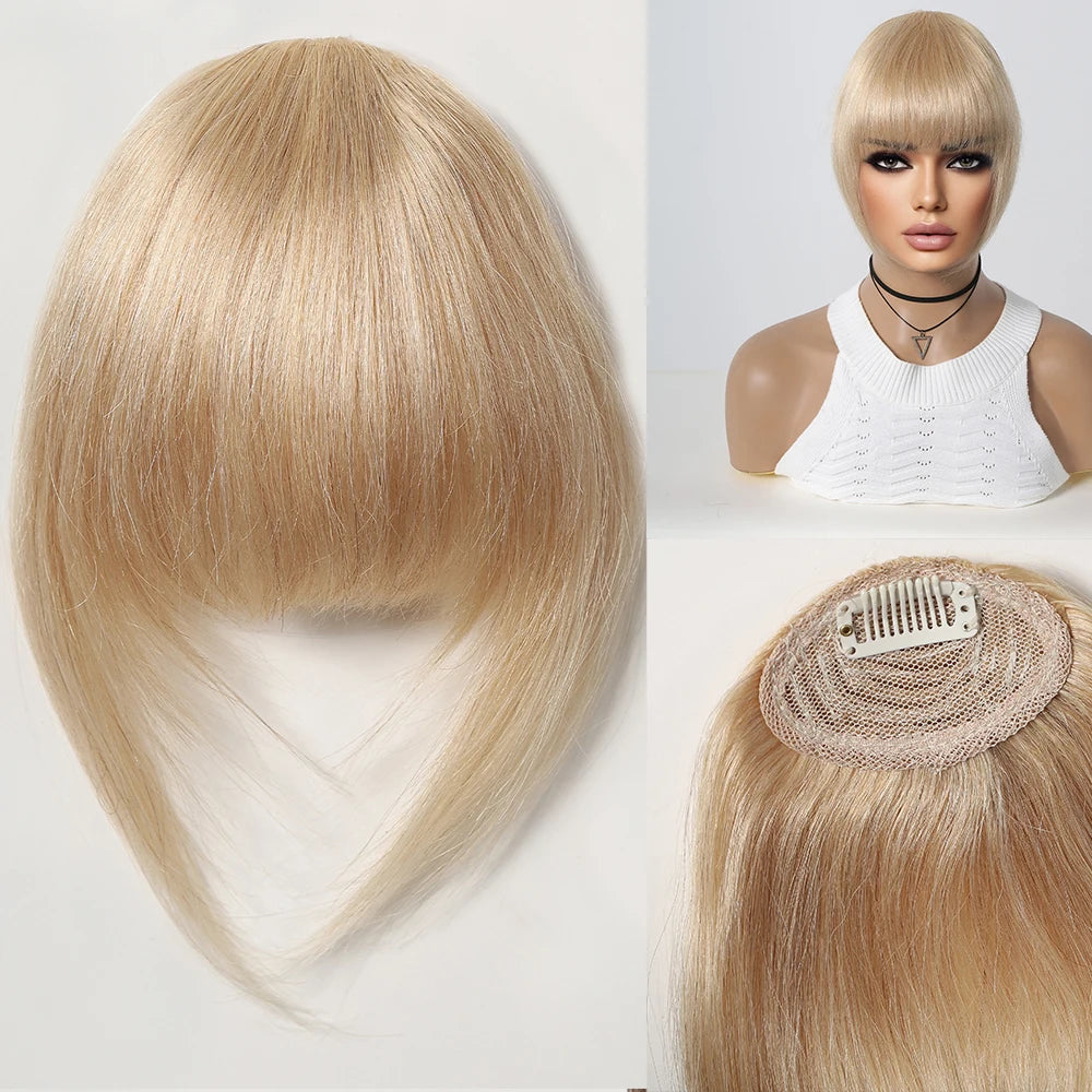 Human Hair Fringe Bangs Natural Black Remy Human Hair Bangs Full Hair Bangs Extensions Clips in Hairpieces for Women Daily Use