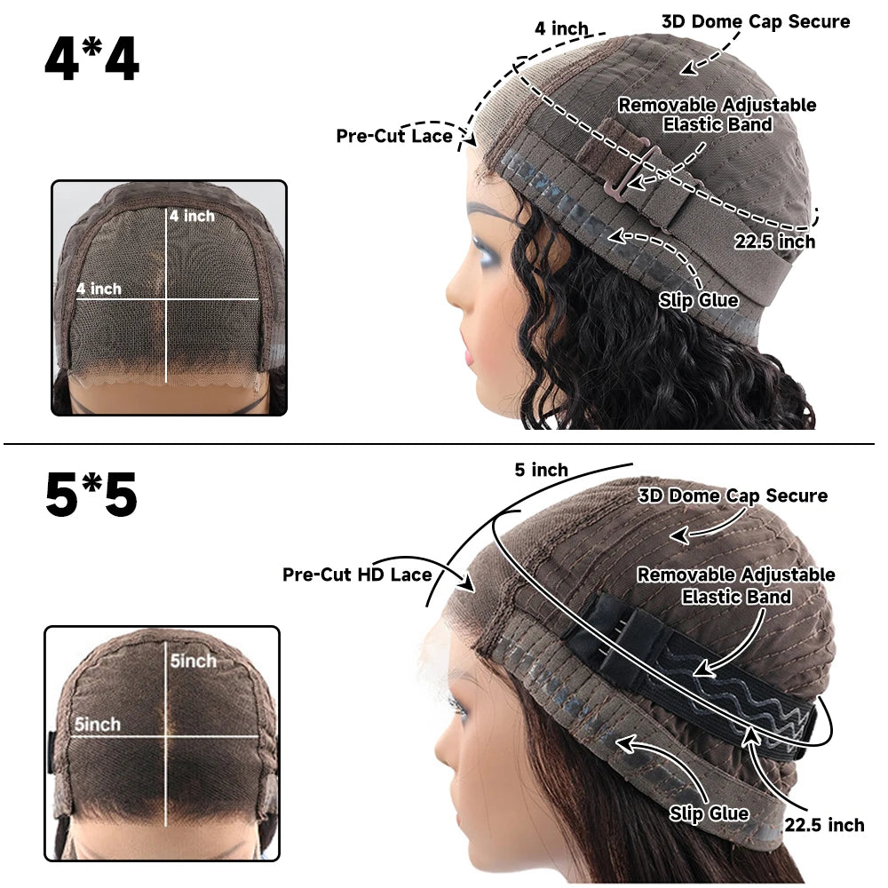 Glueless Wear And Go Lace Frontal Human Hair Wig Preplucked Blow-Out Looks Wave 13x4 Lace Wig Ombre Brown Highlight Colored Wig