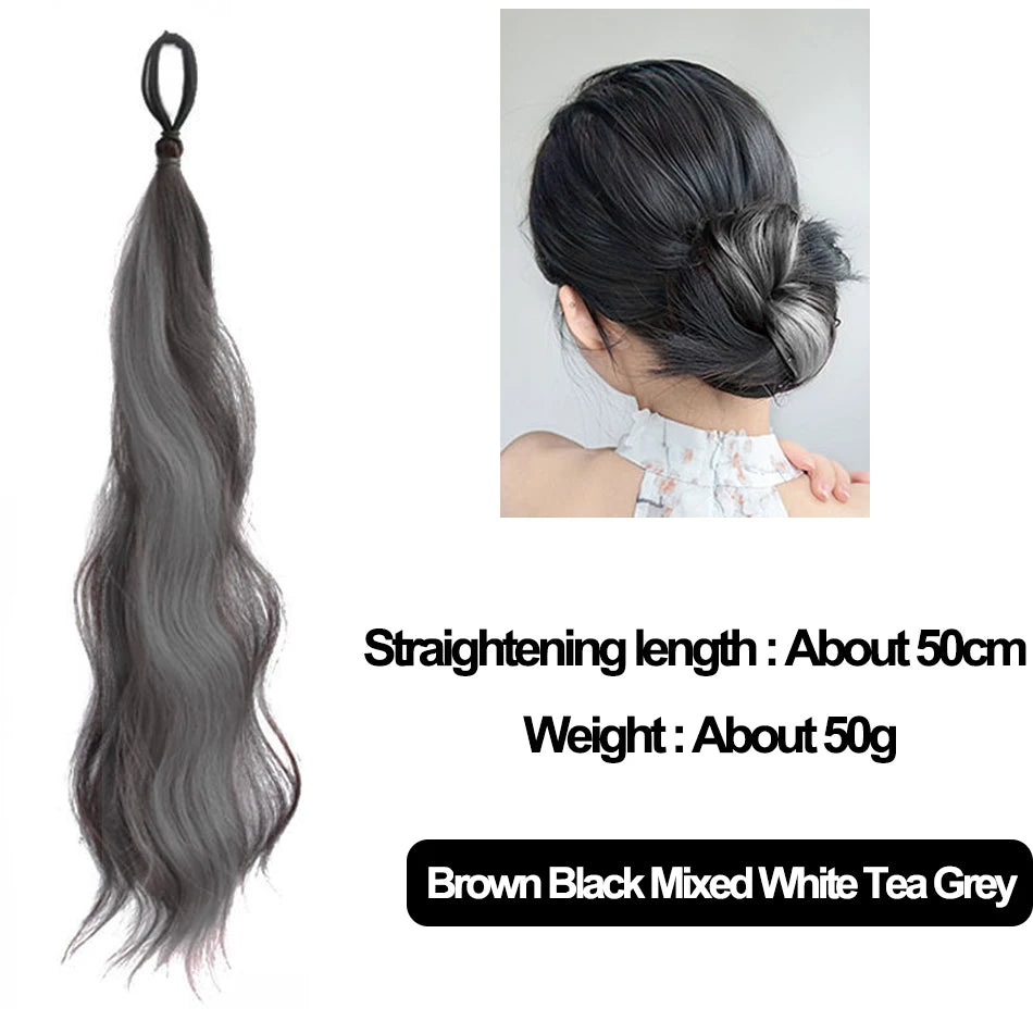 50cm Synthetic Self-Winding Ball Head Wig Hair Bundle Female Hightlight DIY Bun Hair Bundle To Increase Hair Volume Bud Hair Bun