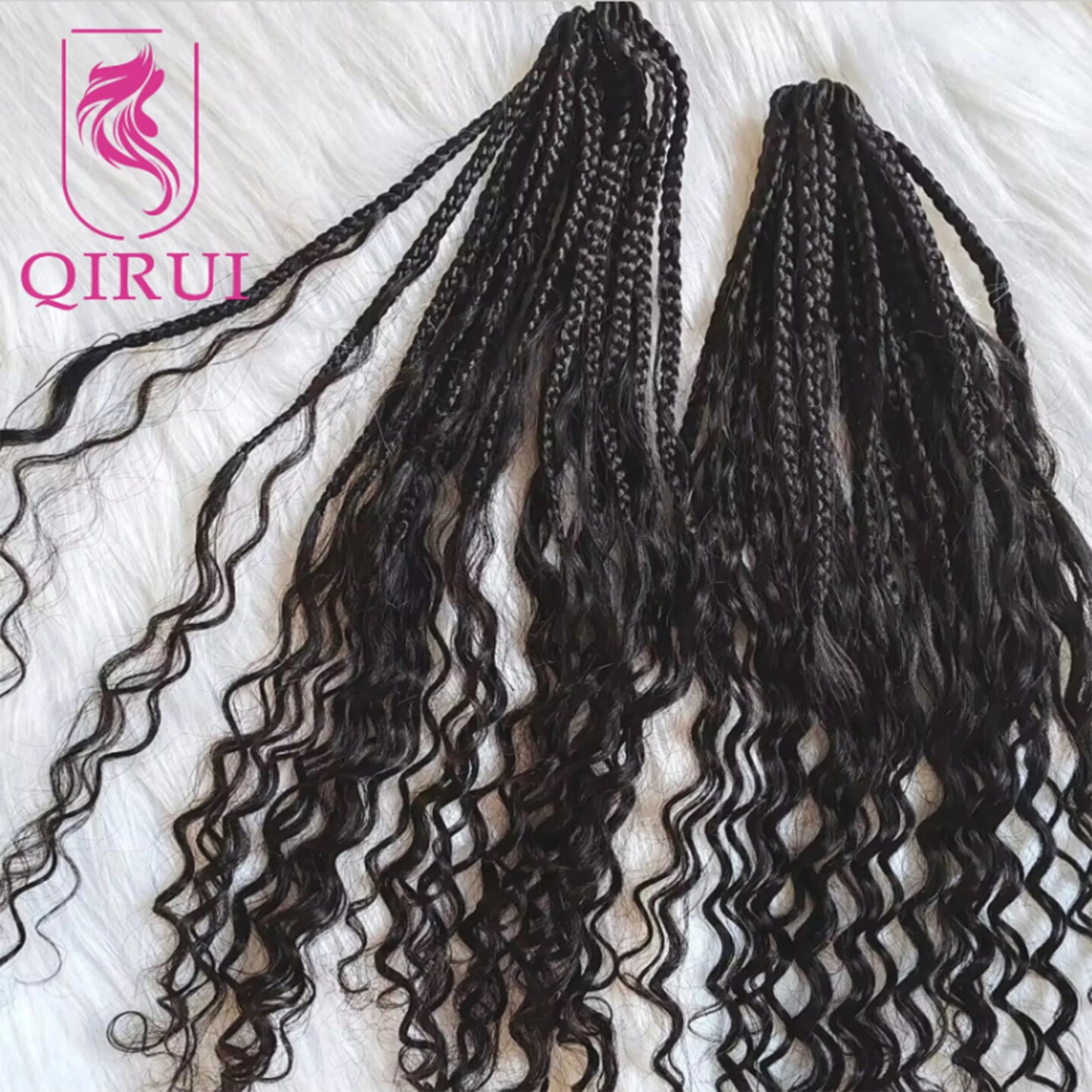 Human Hair Crochet Boho Box Braids With Human Curls 18Inch Synthetic Braid With Human Hair Curls Braiding Hair Extensions