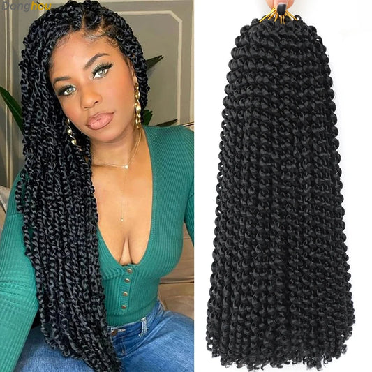 Passion Twist Hair 18 Inch Water Wave Long Curly Braiding Hair Synthetic Spring Twist Crochet Braids Extensions for Black Women