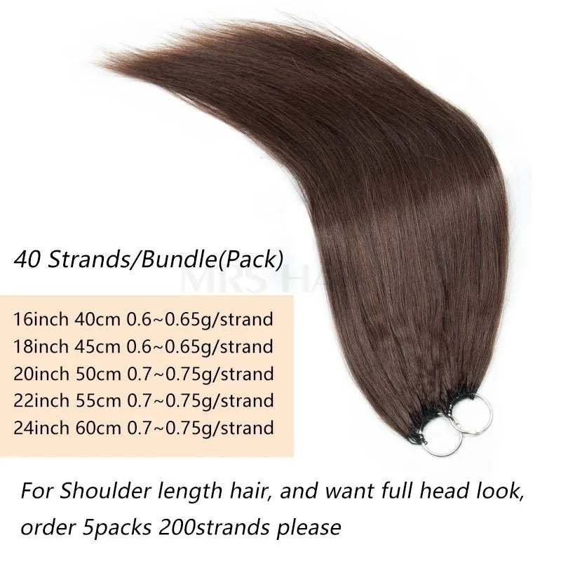 Feather Line Hair Extensions Natural Human Hair Machine Remy Invisible Micro Interface With Free Braideds 40 strands/Pack
