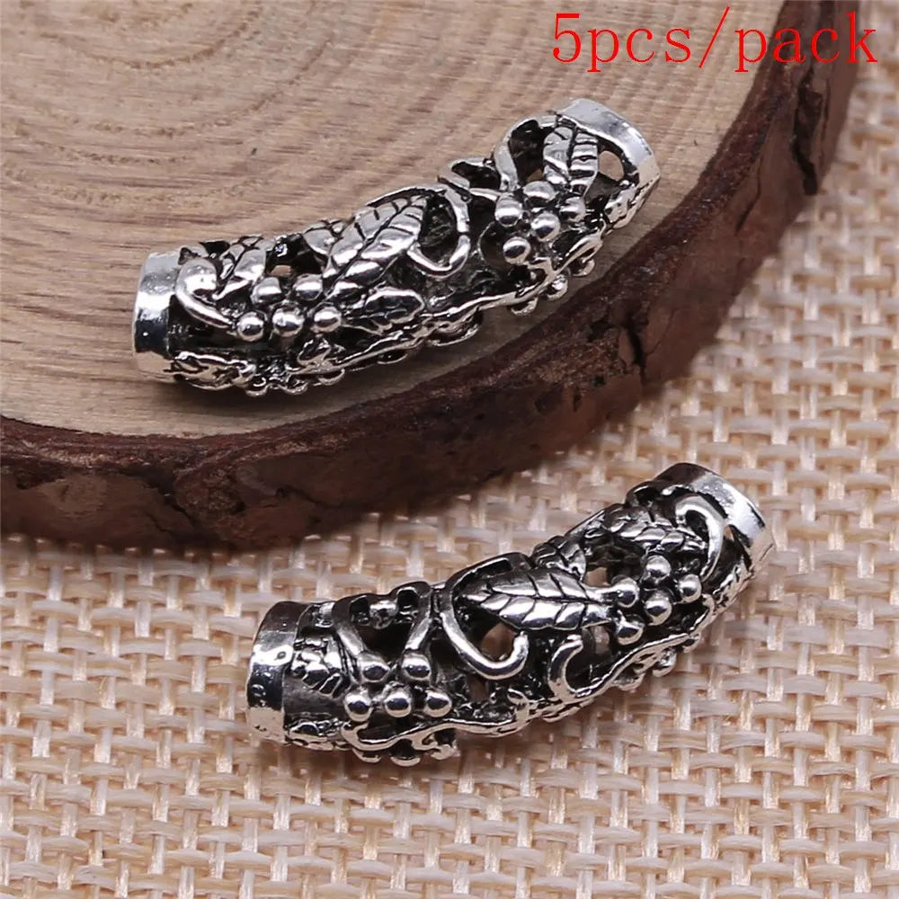 African Hair Braid Tube Metal Hollow Hair Dread Bead Dreadlock Cuffs Charms For Jewelry Making DIY Pendants For Gift Bulk