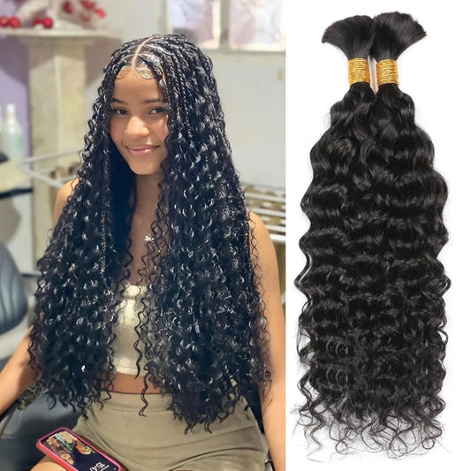 Bulk Hair For Braiding Human Hair Water Wave Braids Hair Double Drawn Full End Bulk Human Hair Extensions 1Bundle No Weft