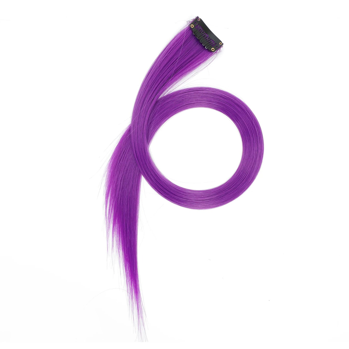 Colored Clip in Hair Extensions 22 Inch Straight Syntactic Pink Color Hairpiece Rainbow Party Highlights for Women Girls Kids