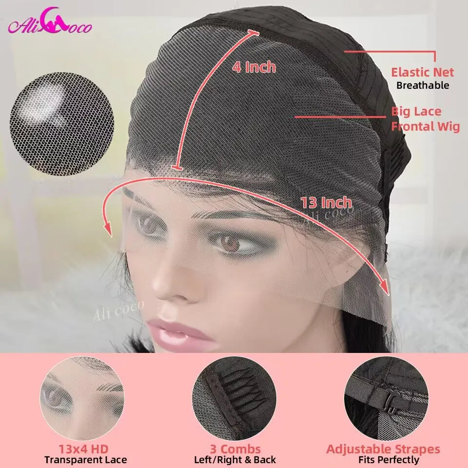 Highlight Blue Human Hair Lace Frontal Wigs 180 Density Bob Wig Lace Front Wig Human Hair Brazilian Short Bob Wig Pre Plucked