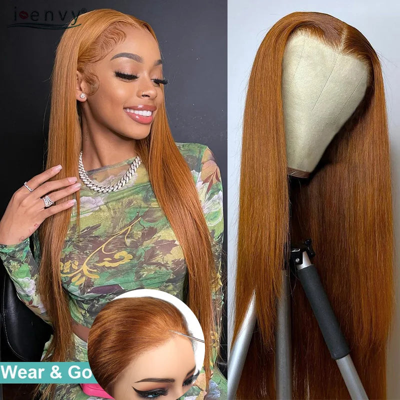 Glueless Wigs 9X6 Burgundy Red Human Hair Wigs Ready To Wear And Go Body Wave Bone Straight Colored Lace Front Wig Ginger Blonde