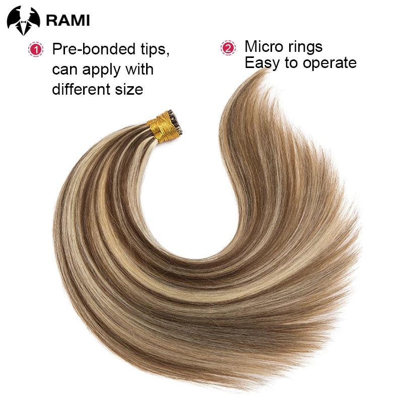 Human Hair Extensions 1.2cm Keratin Natural Straight Hair Extension I Tip Hair Pre Bonded Stick Tip Micro Ring Beans Women Hair