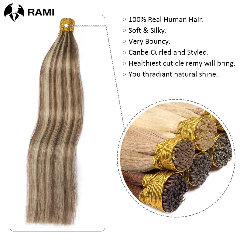 Human Hair Extensions 1.2cm Keratin Natural Straight Hair Extension I Tip Hair Pre Bonded Stick Tip Micro Ring Beans Women Hair