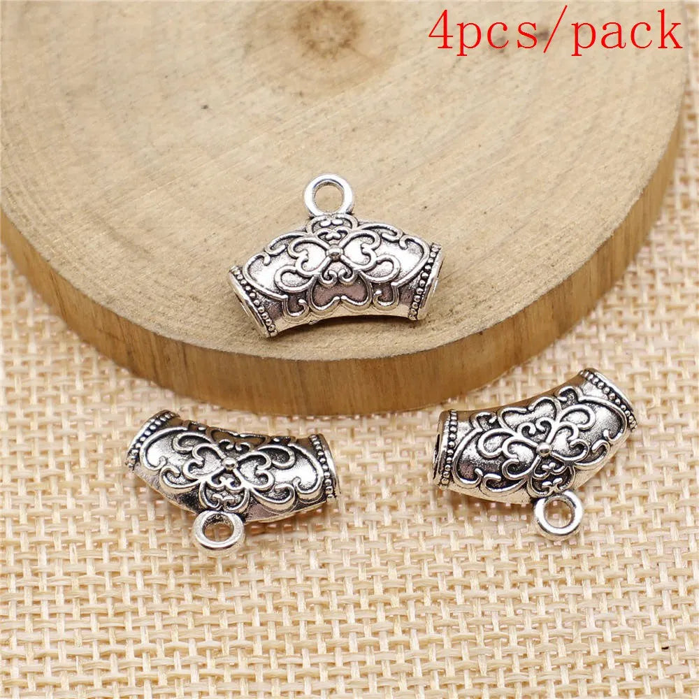 African Hair Braid Tube Metal Hollow Hair Dread Bead Dreadlock Cuffs Charms For Jewelry Making DIY Pendants For Gift Bulk