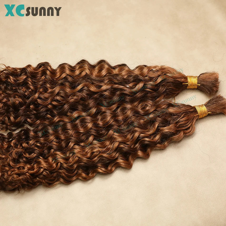 Bulk Human Hair For Braiding 4 30 Bulk Curly Human Hair For Boho Braids Double Drawn Bundles Wholesale