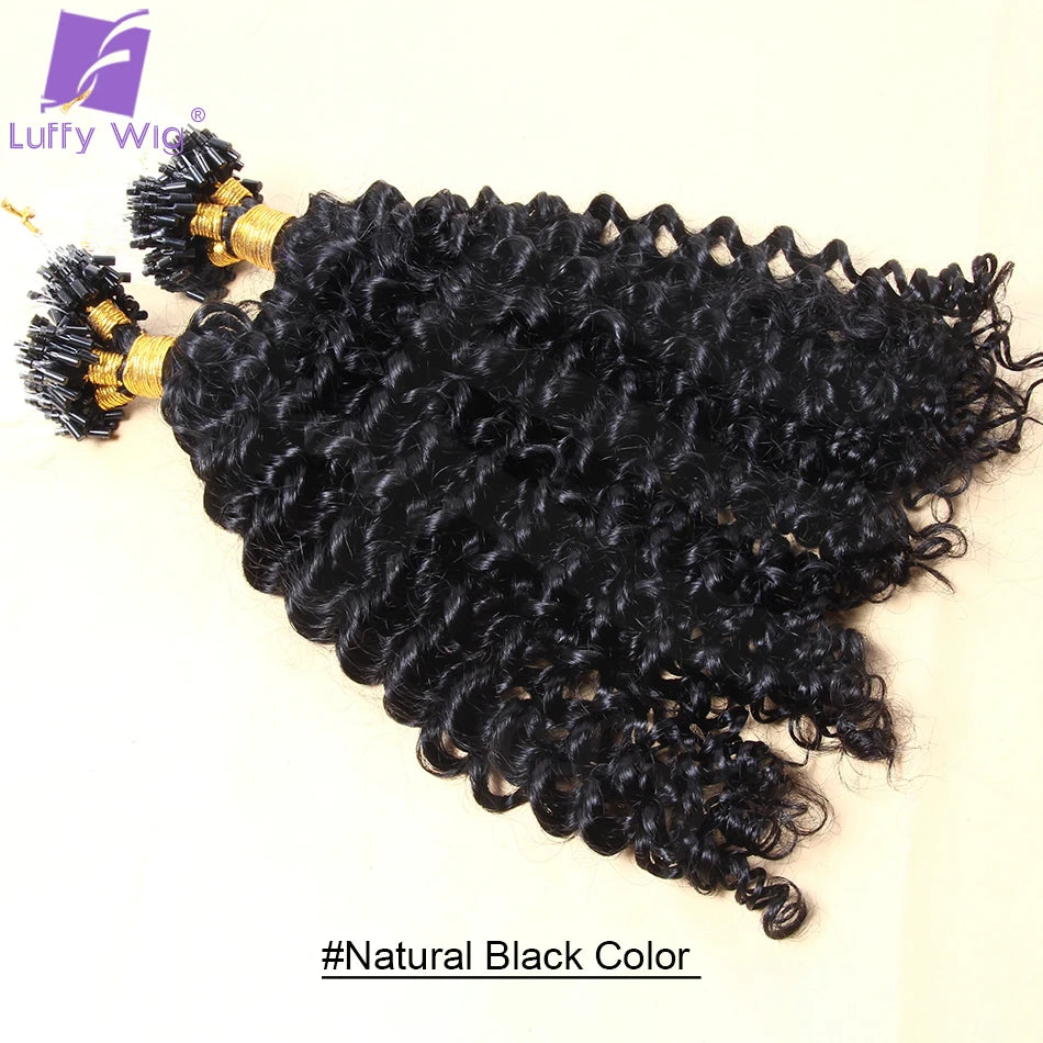 Micro Loop Human Hair Extensions Curly Microlink Hair Extensions for Black Women Burmese Micro Ring Loop Extensions Human Hair