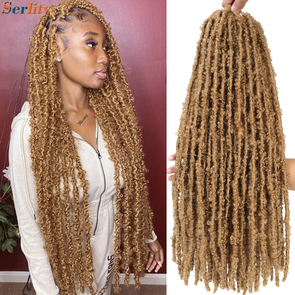 12'14'18'24'Butterfly Faux Locs Crochet Hair Twisted Boho Locs Braiding Hair Distressed Meche Soft Butterfly Locks Crochet Braid