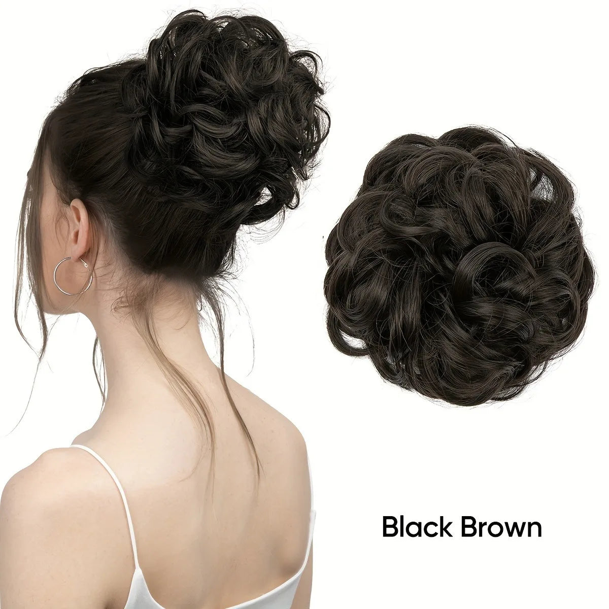 6 inch elegant bun hair extensions for women, synthetic high temperature fibers, natural look, durable elastic band, multiple co