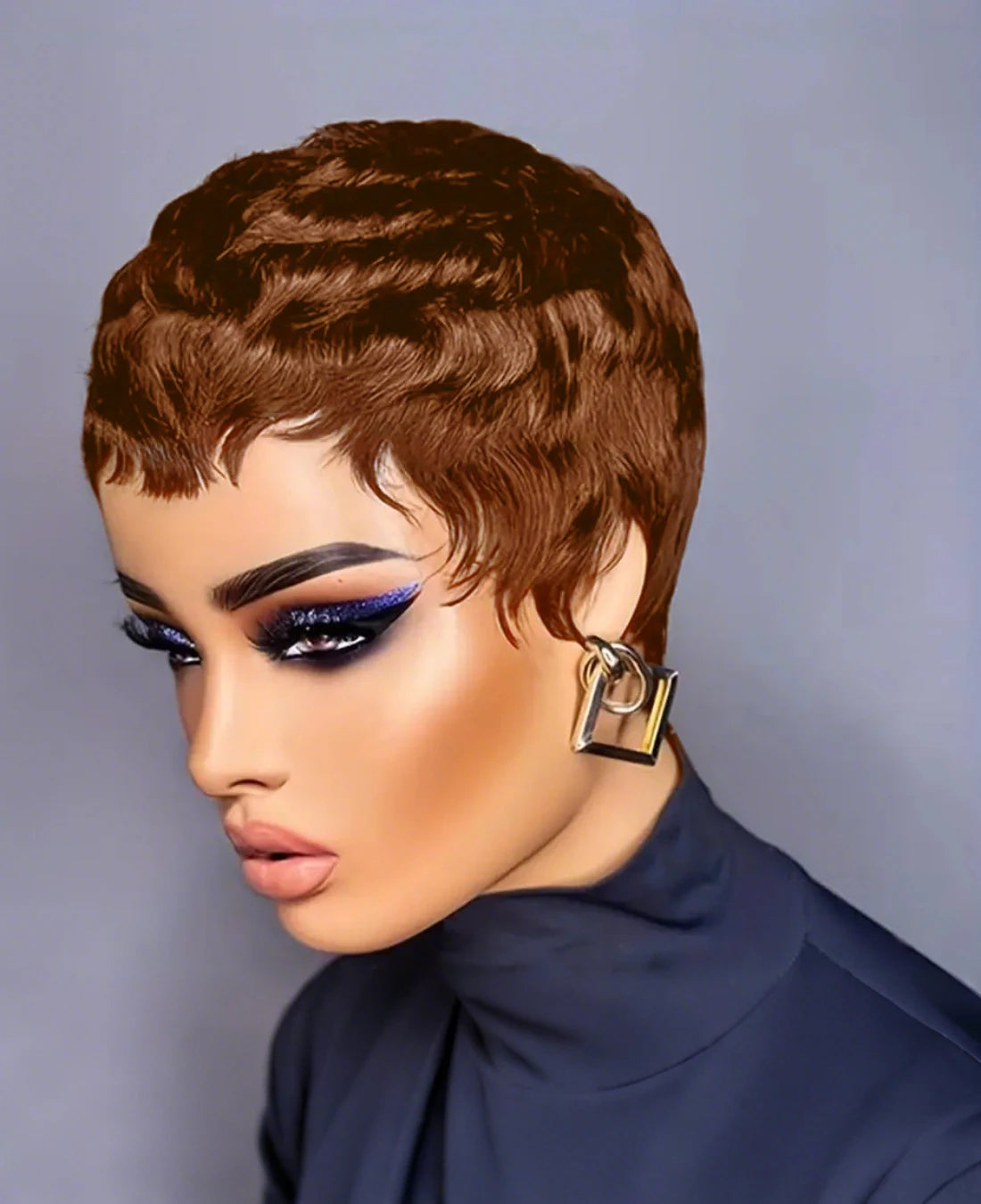 Short Pixie Cut Wig Human Hair Wigs Colored Full Machine Made 100% Brazilian Remy  Hair Wig for Women