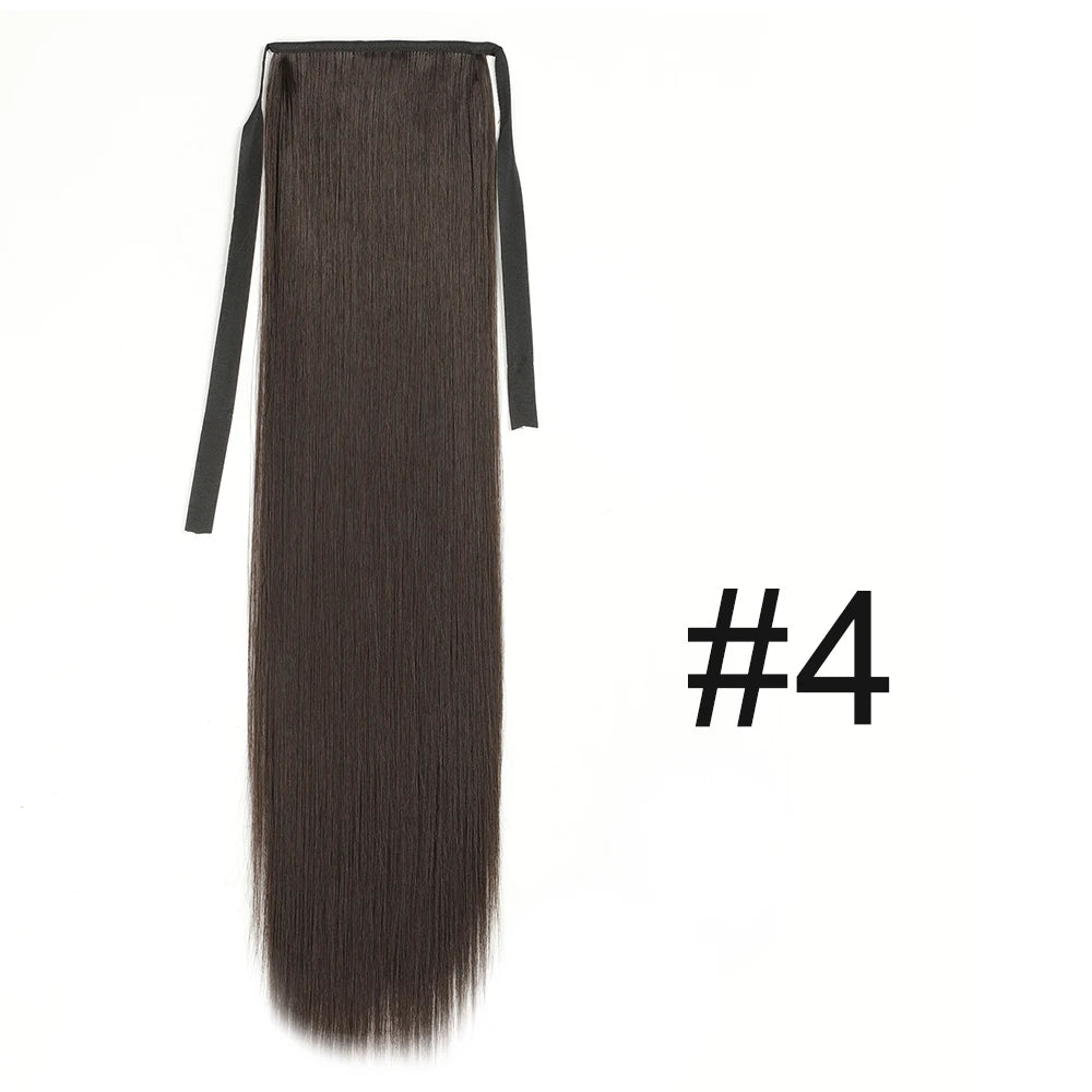 Synthetic Long Straight Claw Clip On Ponytail Hair Extensions 50cm Heat Resistant Pony Tail Hair piece For Women Daily Party