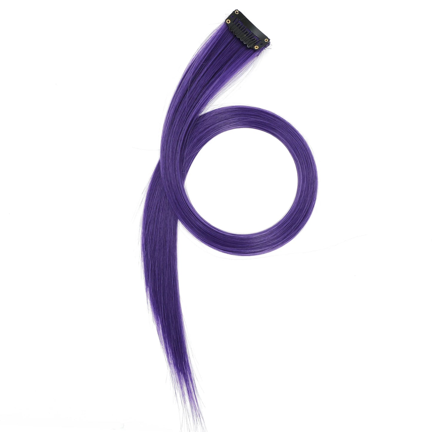 Colored Clip in Hair Extensions 22 Inch Straight Syntactic Pink Color Hairpiece Rainbow Party Highlights for Women Girls Kids