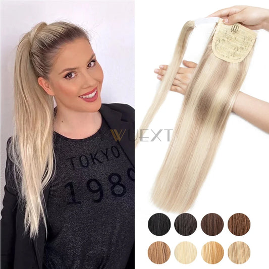 Human Hair Ponytail Extensions Straight 14-22 inches Natural Machine Remy Wrap Clip In Hair Extension 40g-60g/pack for Women