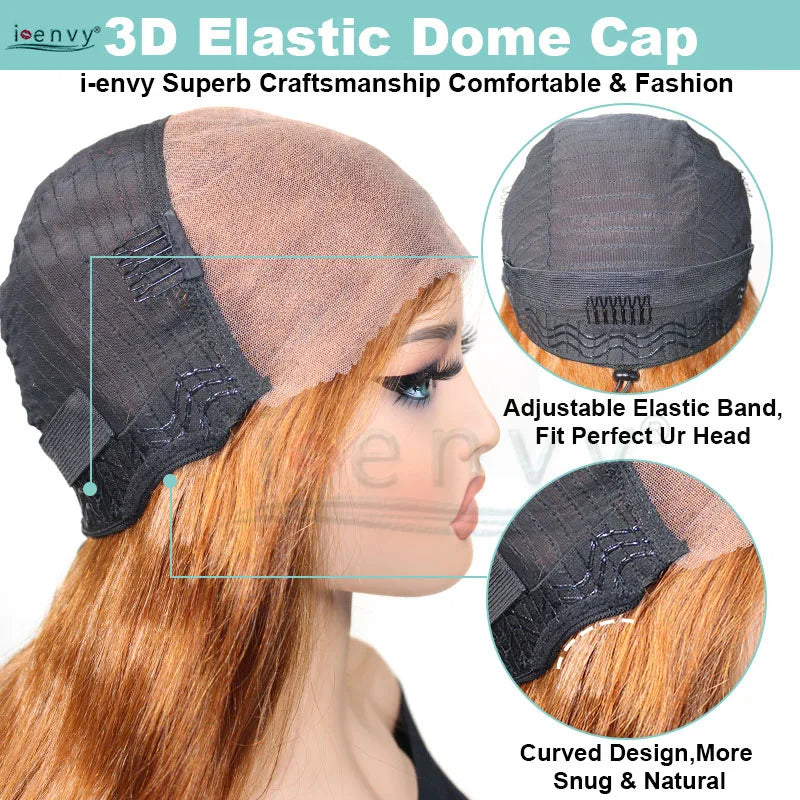 Glueless Wigs 9X6 Burgundy Red Human Hair Wigs Ready To Wear And Go Body Wave Bone Straight Colored Lace Front Wig Ginger Blonde