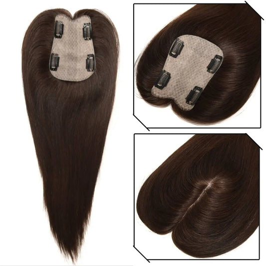 Human Hair Topper 100% Virgin Human Hair for Thinning Hair Silk Base Topper Natural Looking Human Hair Topper for Women Toppers